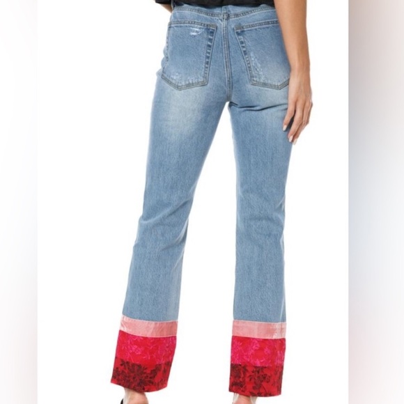 💕Juicy Couture VENICE Jeans•Embroidered Velvet Trashed Red Pink•BNWT $98💕 - Picture 3 of 7